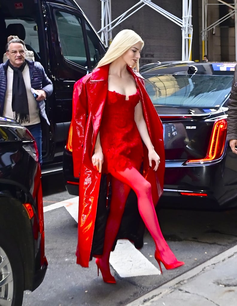 Anya Taylor-Joy Red Babydoll Dress Photos