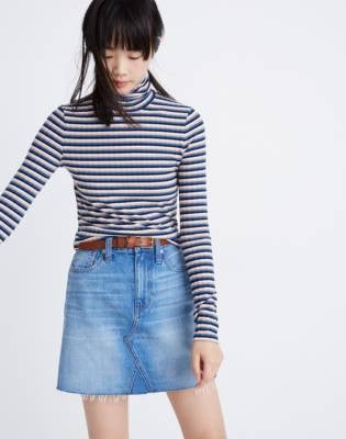 Madewell Ribbed Turtleneck Top in Stripe
