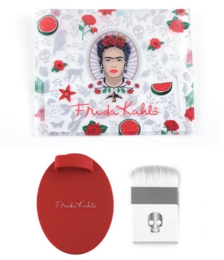 Frida Kahlo Highlighting Beauty Brush Set with Cleaning Pad and Cosmetic Case