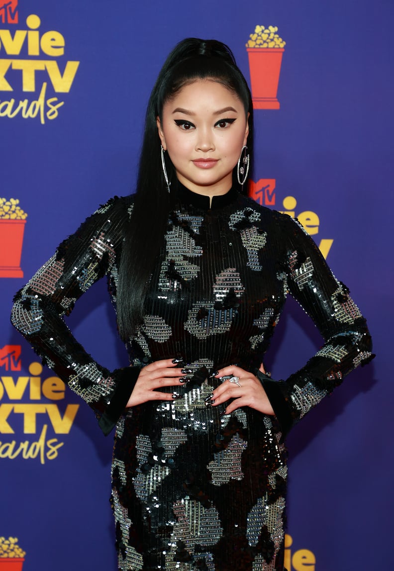 Lana Condor's Bold Eyeliner ad High Ponytail Hairstyle at the MTV Awards