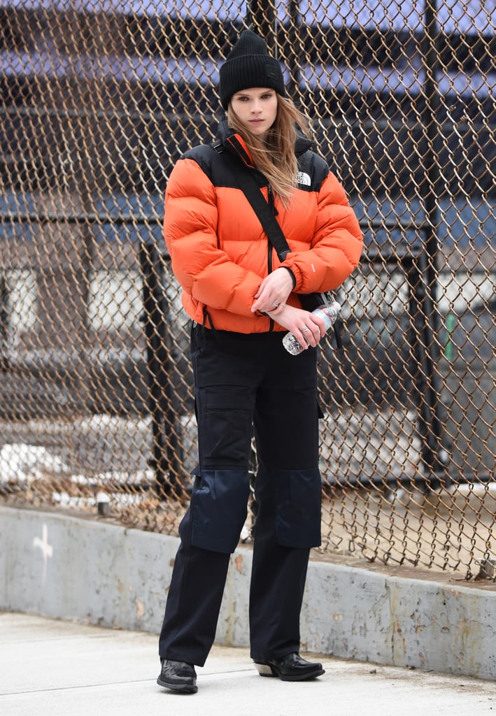 Winter Outfit Idea: A Bright Puffer and Black Pants