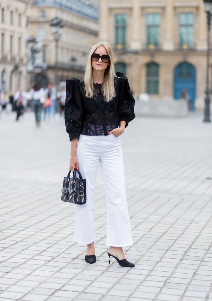 With a Lace Blouse and Classic Black Mules