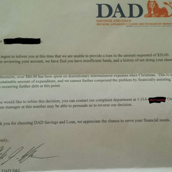 Dad Sends Official Bank Letter to Son Who Asked For Money