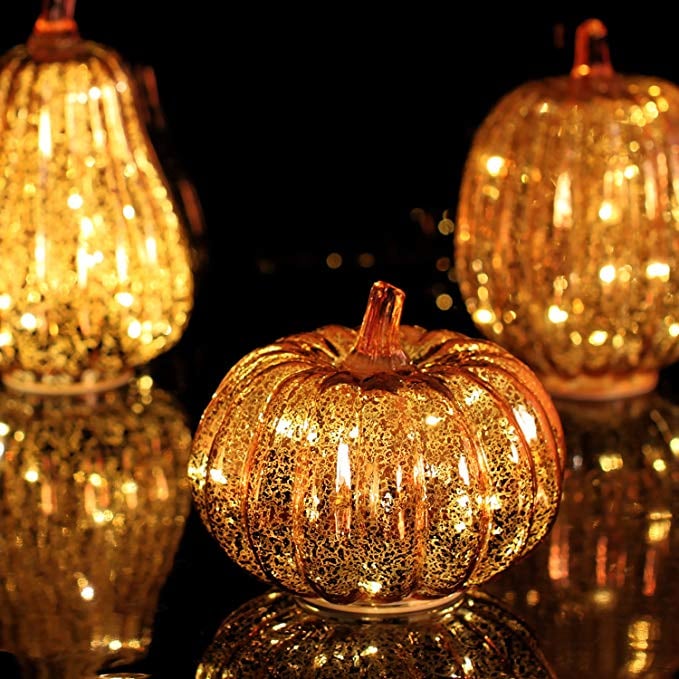 Mercury Glass Pumpkin Light
