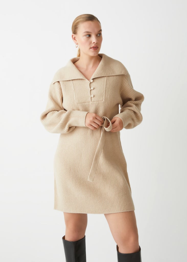 & Other Stories Collared Knit Mini Dres
