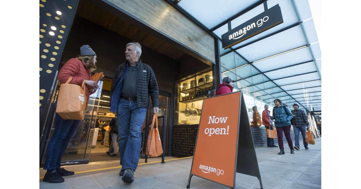 Shoppers Put Their Items in Orange, Reusable Amazon Go Bags What Do