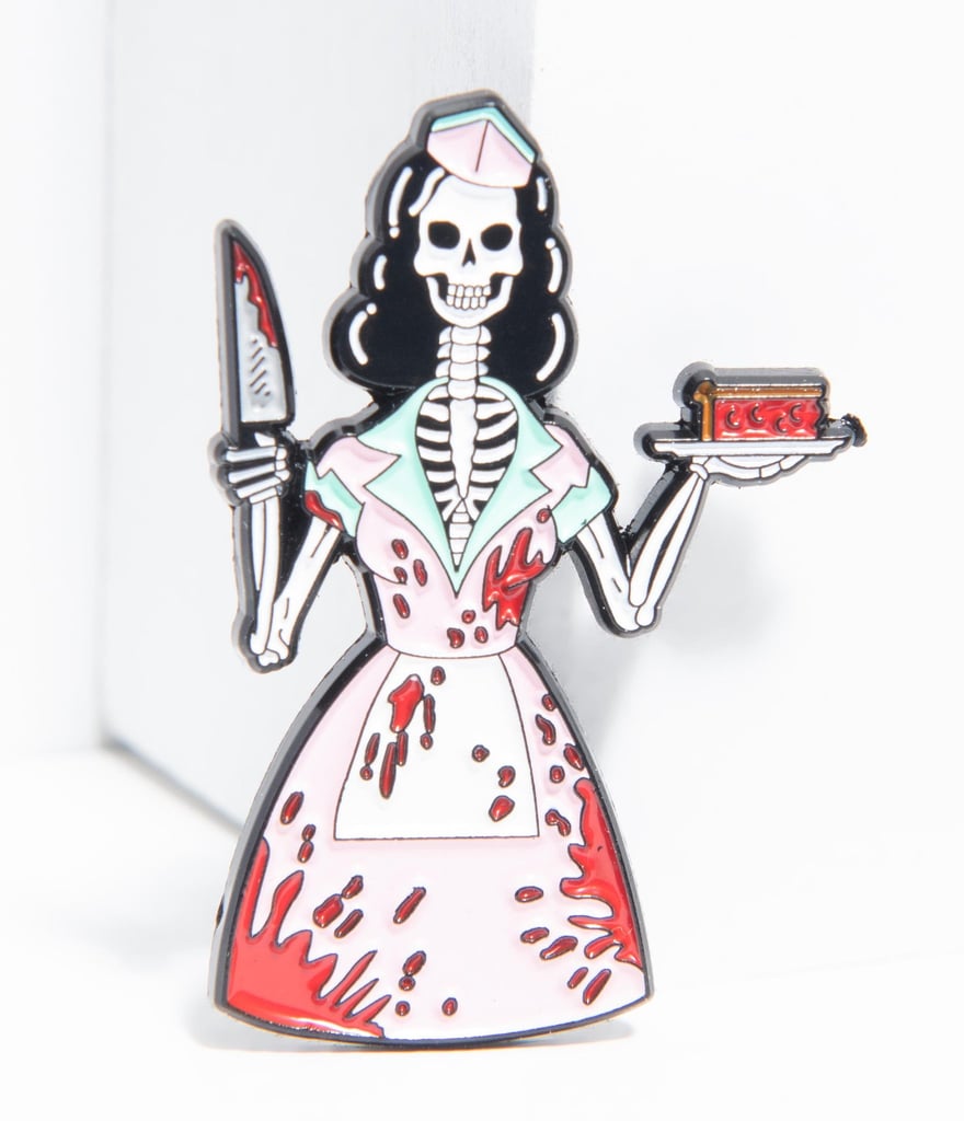 1950s Bloody Skeleton Waitress Enamel Pin