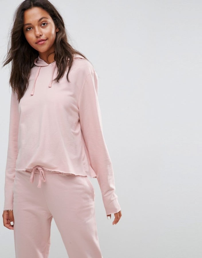 ASOS LOUNGE Raw Edge Mix & Match Sweat Set in Light Pink