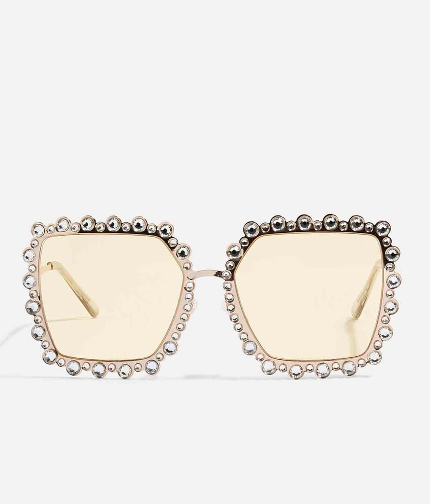 Topshop Diamante Square Sunglasses