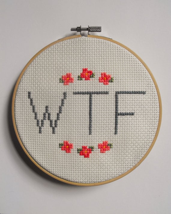 "WTF" Cross-Stitch Hoop