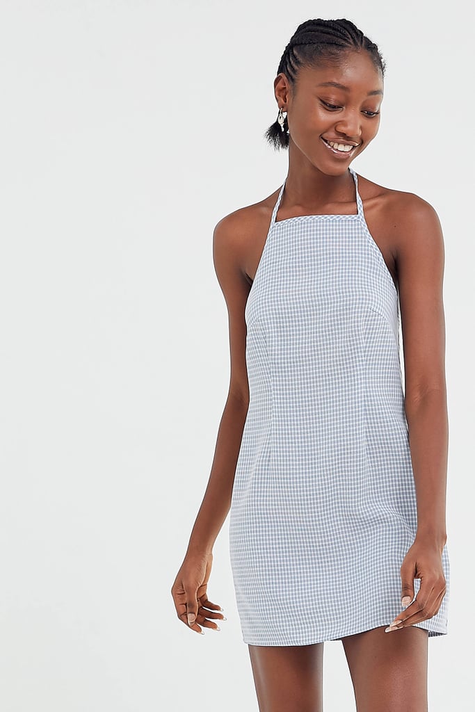 Urban Renewal Remnants Rayon Gingham Halter Mini Dress