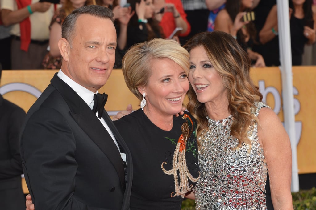 Emma Thompson hopped into the middle of a Tom Hanks and Rita Wilson sandwich.