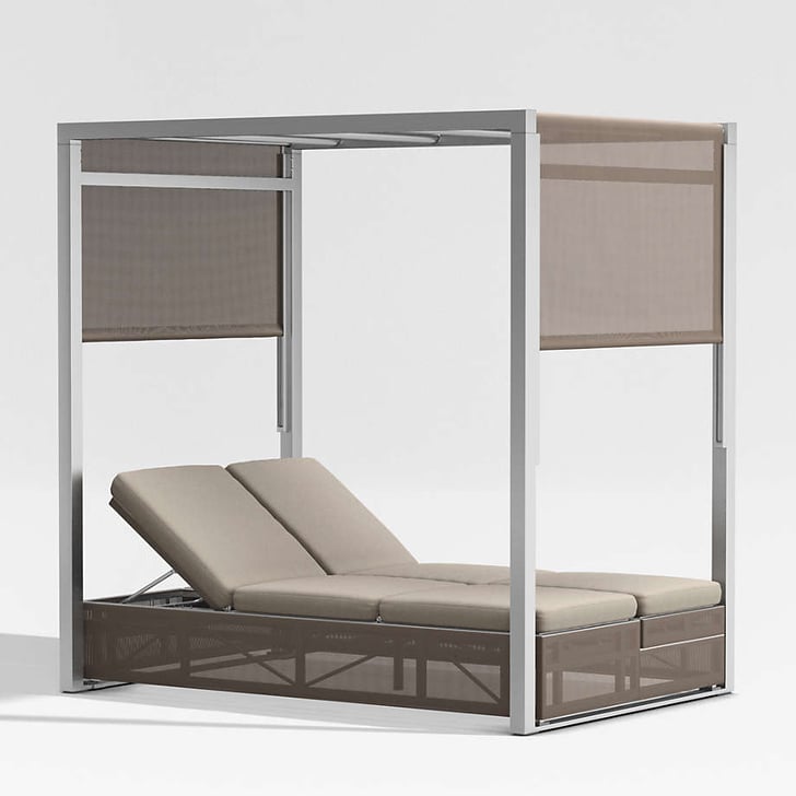 Crate and Barrel Dune Taupe Double Chaise Sofa Lounge with Canopy