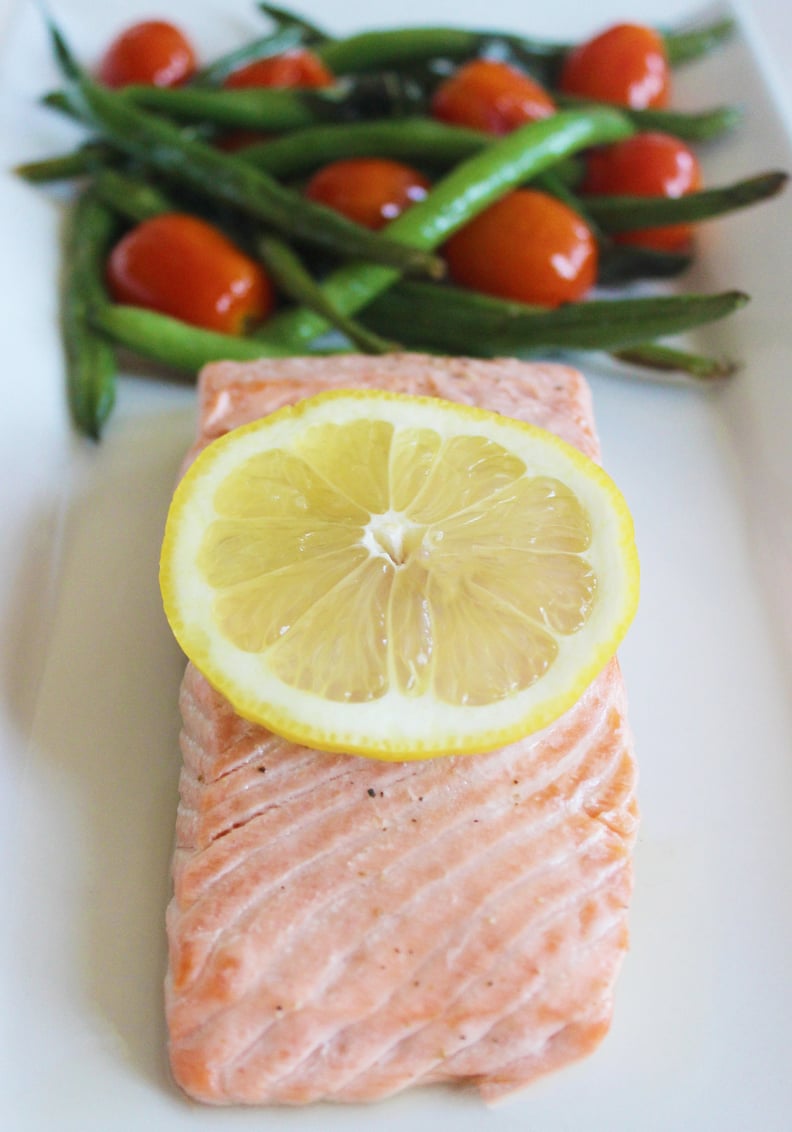 Baked Salmon With Green Beans and Grape Tomatoes