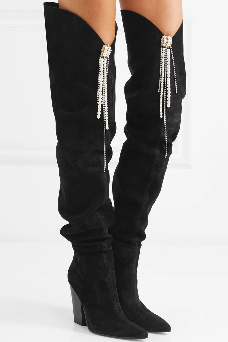 Magda Butrym Denmark Embellished Suede Thigh Boots