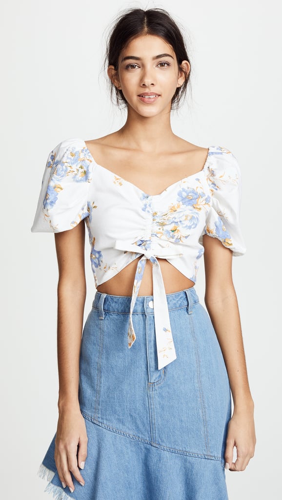 WAYF Cesena Ruched Puff Sleeve Top