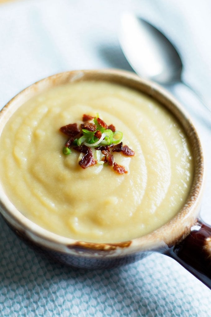 Paleo Bacon Potato Cauliflower Leek Soup