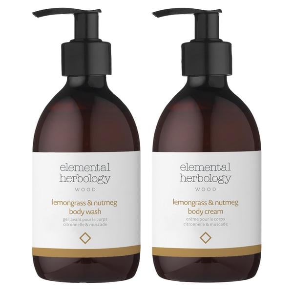Elemental Herbology Lemongrass & Nutmeg Body Wash & Cream Duo
