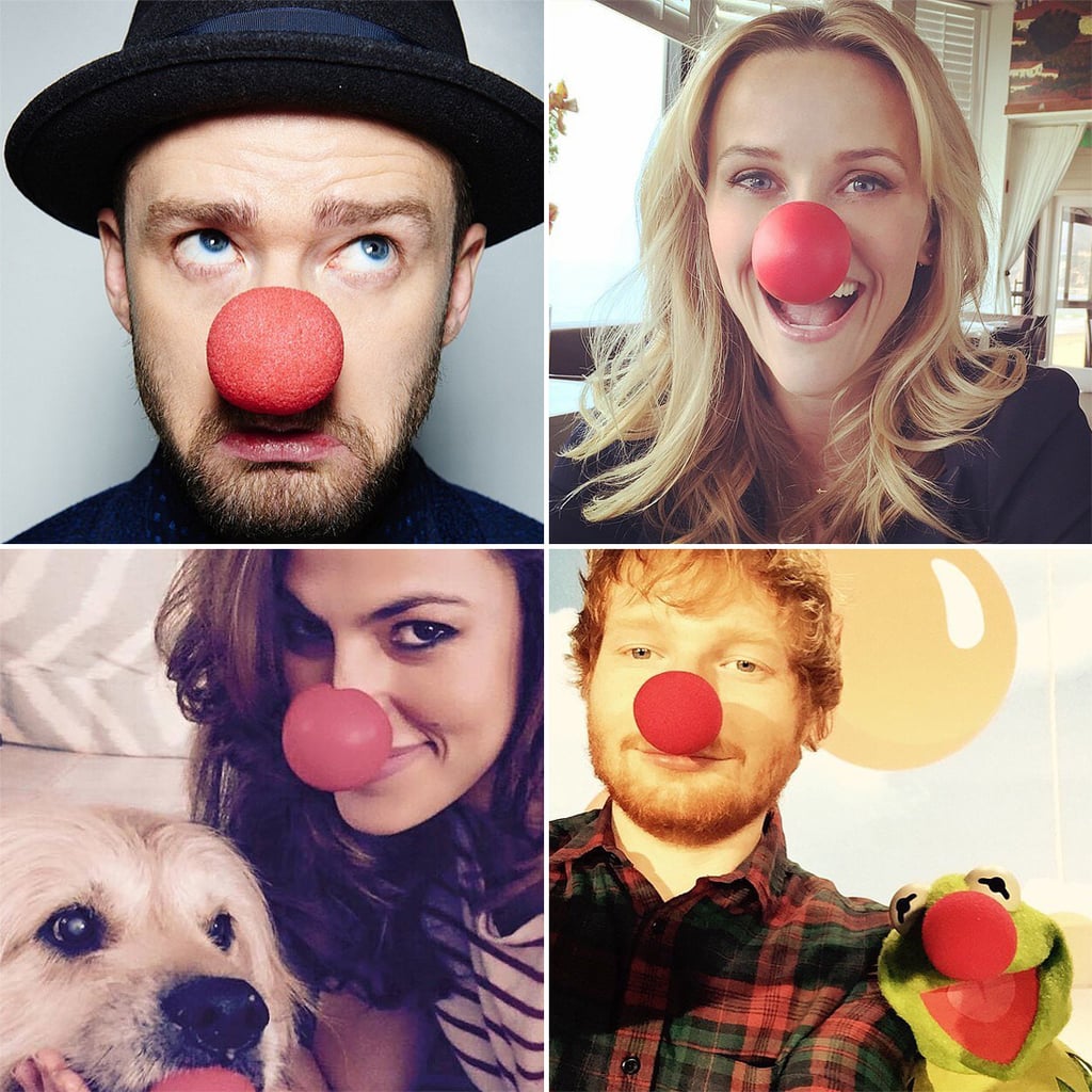 名人分享红鼻子日照片在社交媒体上