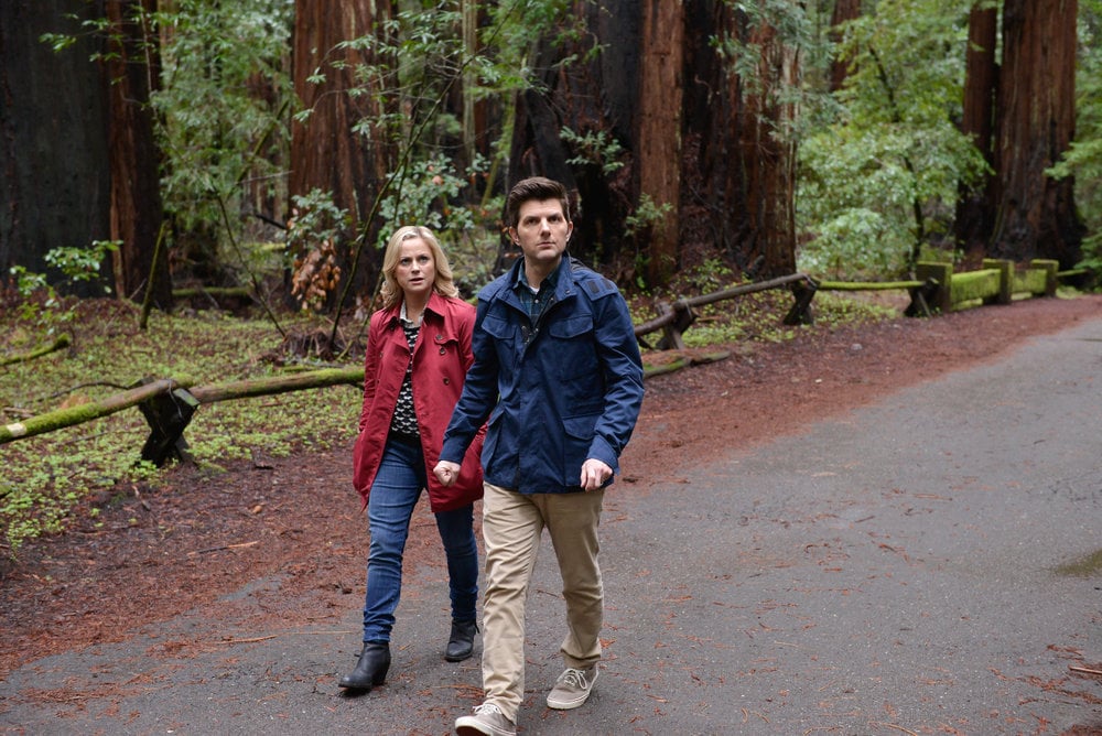 Leslie (Amy Poehler) and Ben (Adam Scott) go for a stroll in the finale episode of Parks and Recreation, airing Thursday, April 24, on NBC.