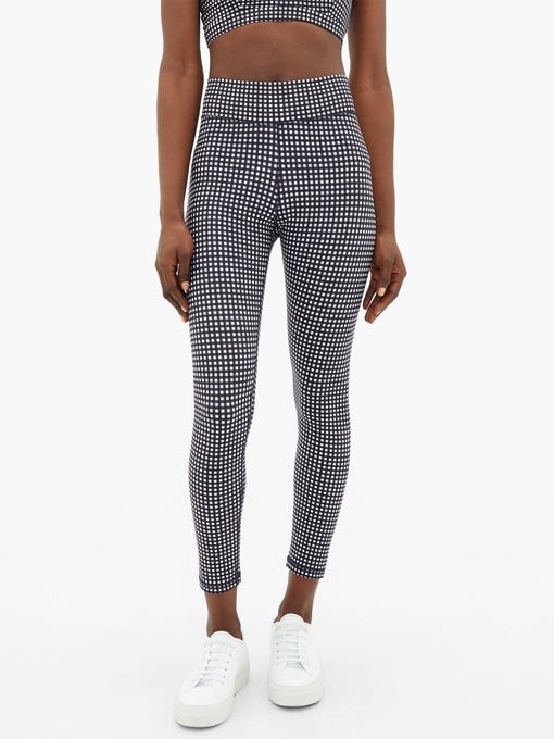 Checked stretch-jersey leggings