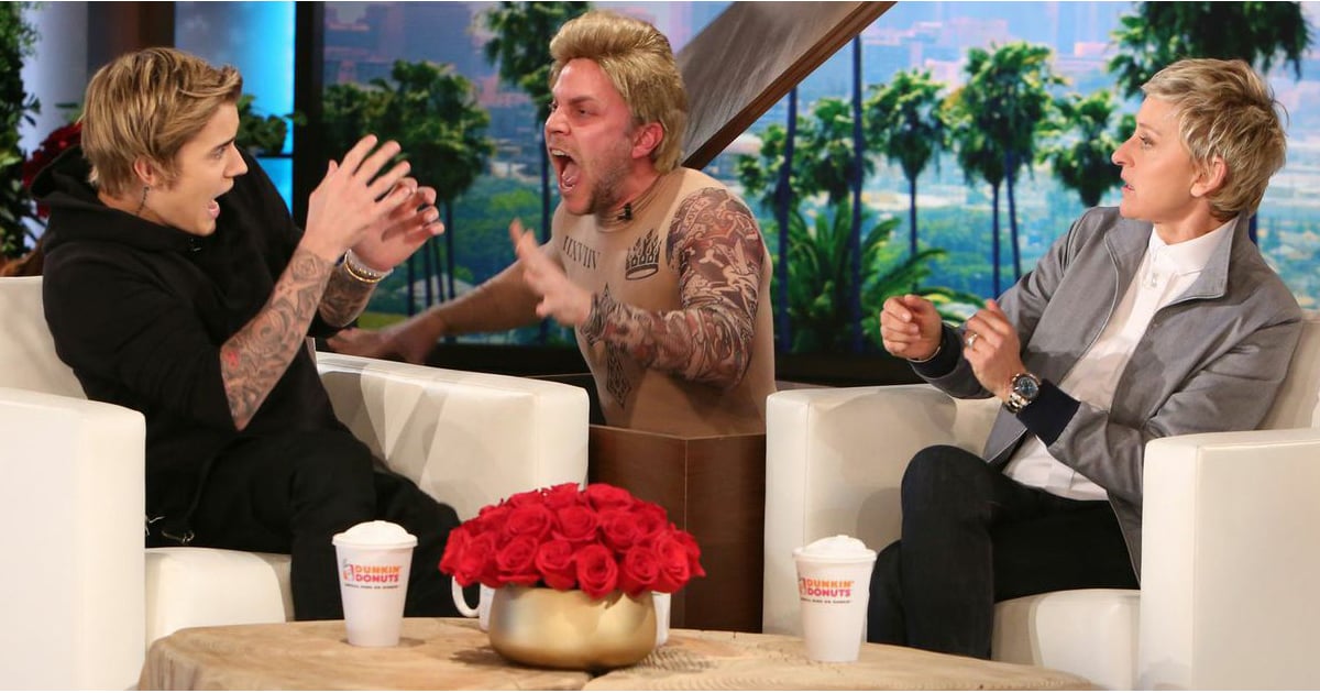 Ellen DeGeneres Scares Justin Bieber Video POPSUGAR Celebrity