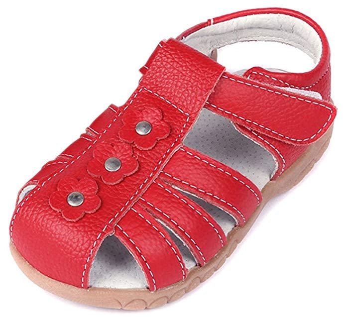 Femizee Girls' Genuine Leather Soft Closed-Toe Princess Flat 