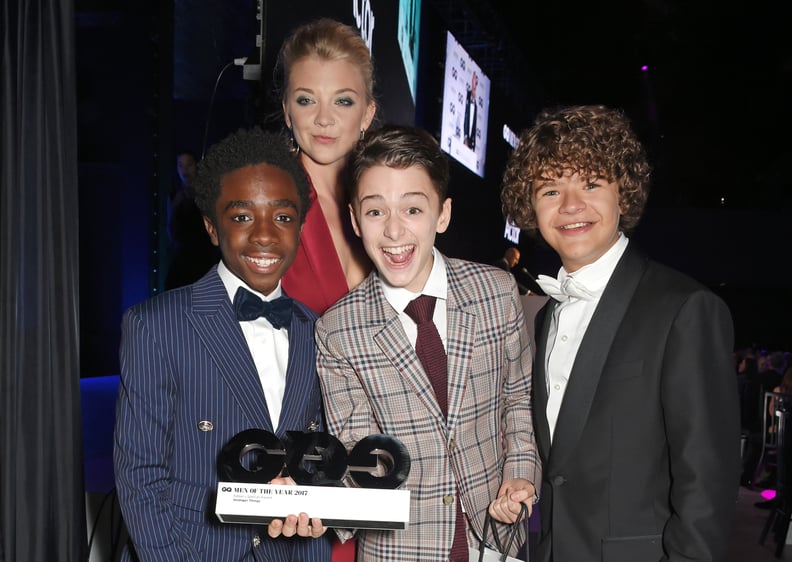 Caleb McLaughlin, Noah Schnapp, and Gaten Matarazzo with Natalie Dormer