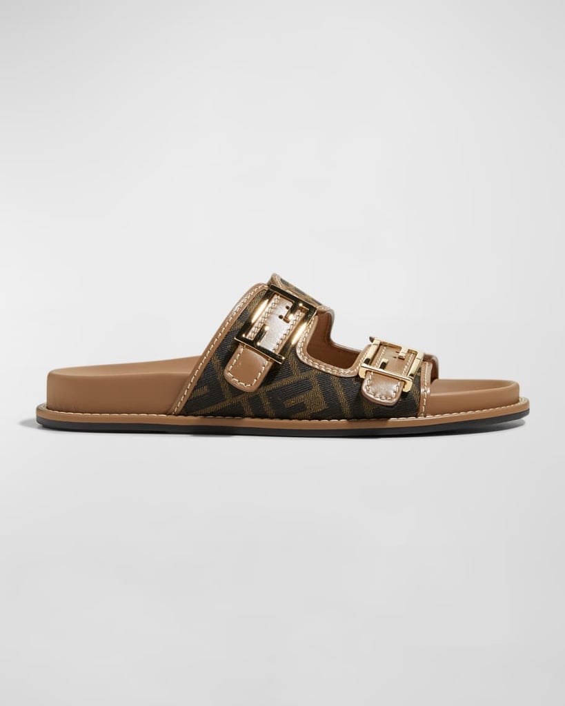 Fendi FF Jacquard Dual Buckle Slides