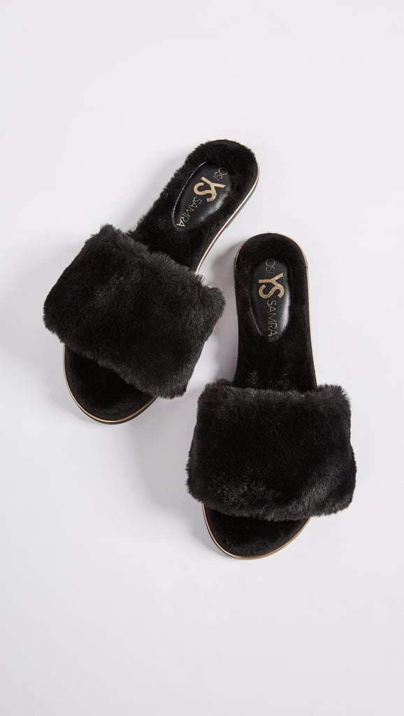 Yosi Samra Rose Faux Fur Slides