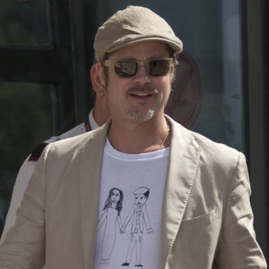 Brad Pitt Wears Homemade Shirt at Airport in France | Photos