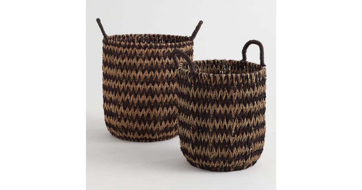 Two Tone Zigzag Seagrass Lucie Tote Basket Cost Plus World Market Has The Cutest Organization Items And They Re As Affordable As Target S Popsugar Family Photo 85