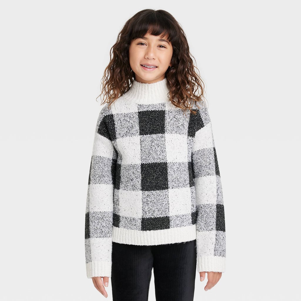 Best Cyber Monday Kids' Apparel Deals at Target: Cat & Jack Girls' Mock Neck Plaid Sweater