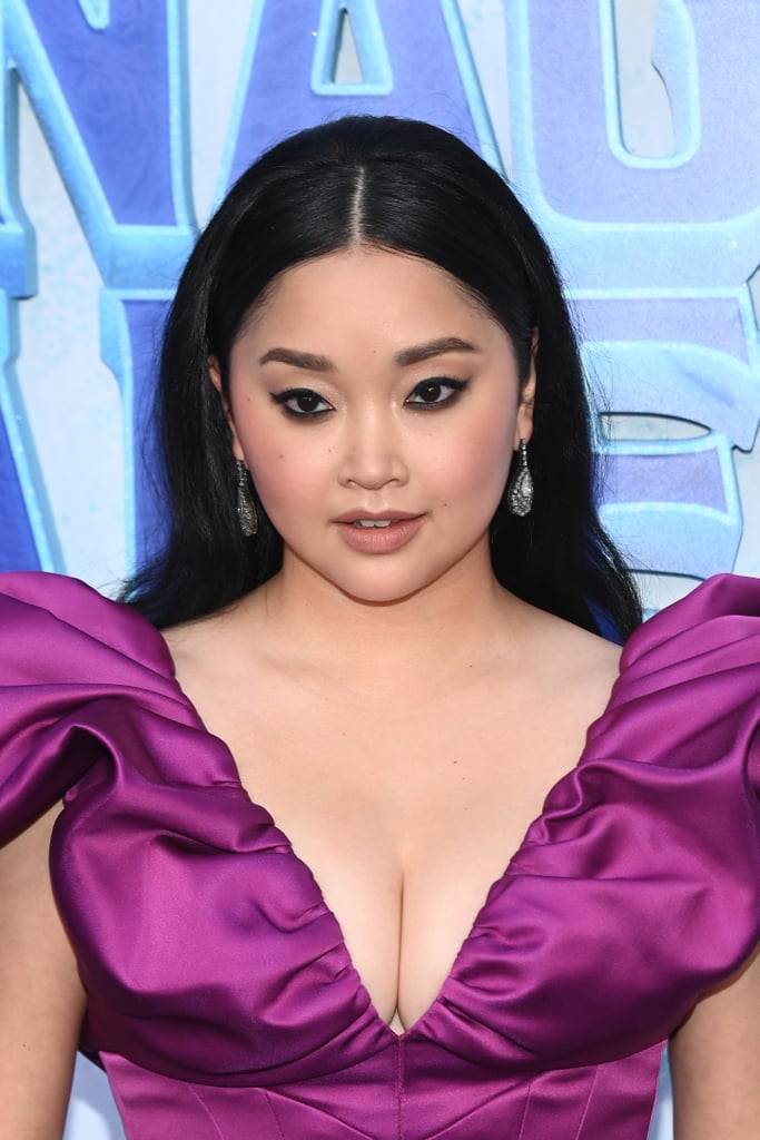 Lana Condor s Christian Siriano Purple Satin Corset Dress POPSUGAR 