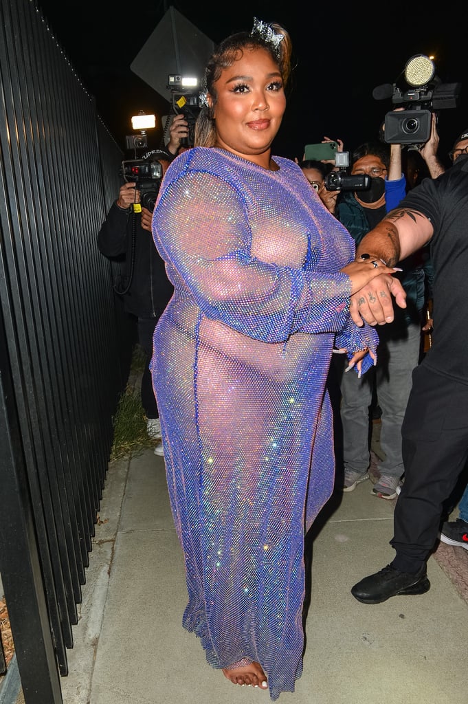 Lizzo Wears Fishnet Naked Dress to Cardi B's Birthday Party