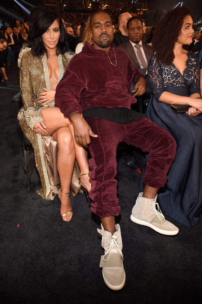 Kim Kardashian and Kanye West at the Grammys 2015