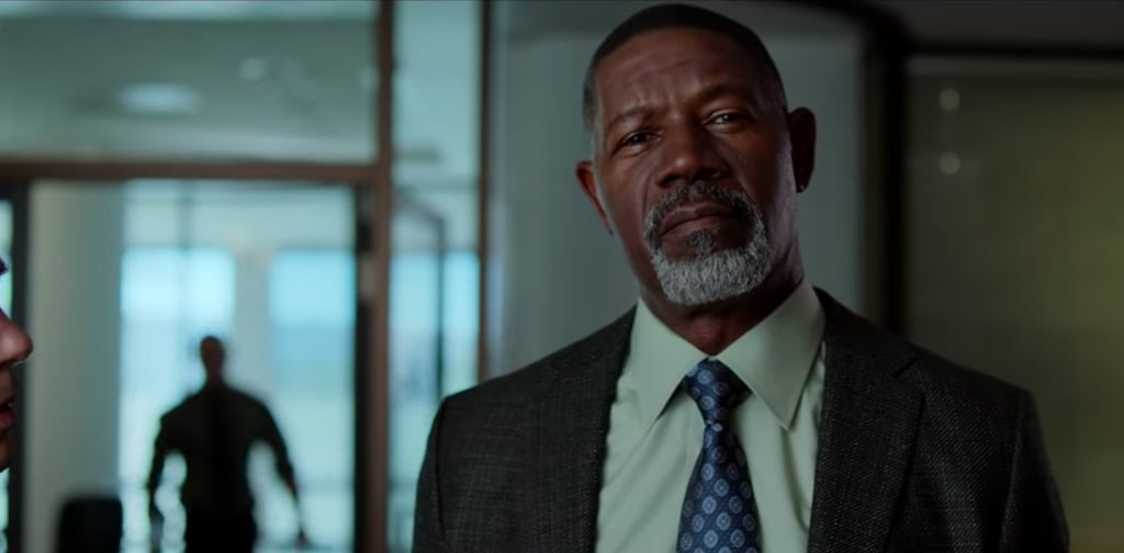 As in all these kind of movies, there has to be a grizzled detective with a traumatic past in the mix, right? We meet Detective Frank Page (Dennis Haysbert), aka the owner of the buttery-smooth voice from the Allstate commercials, as he's buying a big teddy bear on the street (is that not where you buy your teddy bears?). He drives an epic, wood-paneled old car. And what do you know, he's assigned to Jennifer's case!
Cue an intense one-on-one interview scene featuring Detective Frank and Russell. Despite having no idea what his wife was doing alone at a rest stop in the middle of a rainy evening all alone, he seems to have an answer for f*cking everything. Husband of the year, I guess.
Plot twist: we learn that the teddy bear was actually for Frank's missing daughter, who disappeared at the age of 10. There are no leads in the case. I then cry for Frank. Poor guy. (FYI, this storyline ends here though, so don't expect any closure for him or you.) 
Conveniently, dingbat Nurse Masters (Ashley Scott) tells Russell that his wife is awake without confirming that he is, in fact, HER HUSBAND . . . again. He's also informed by a doctor that she has essentially lost her memory. Russell proceeds to rip the line, "Does my wife know who I am or not?," to which the doctor replies a somber "no." If you didn't see where this was going before, you definitely should now.