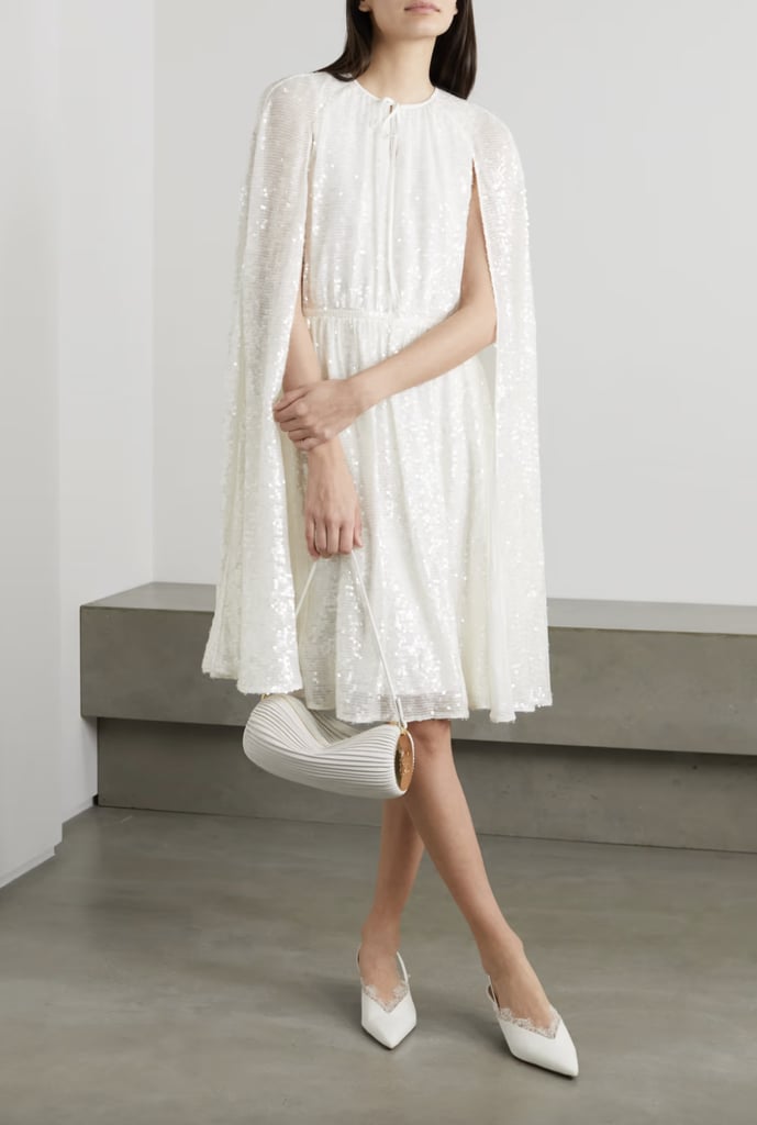 ERDEM Austin Cape-effect Sequined Chiffon Midi Dress