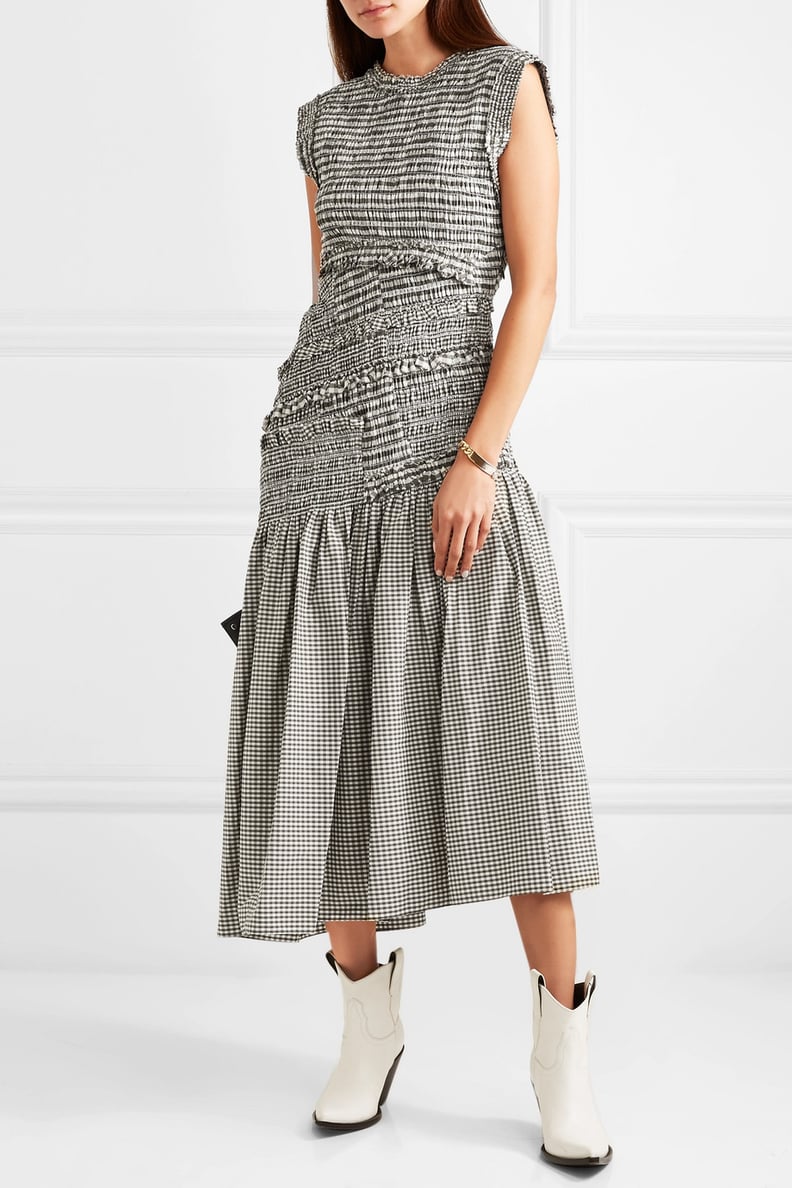 3.1 Phillip Lim Shirred Gingham Cotton Blend Midi Dress