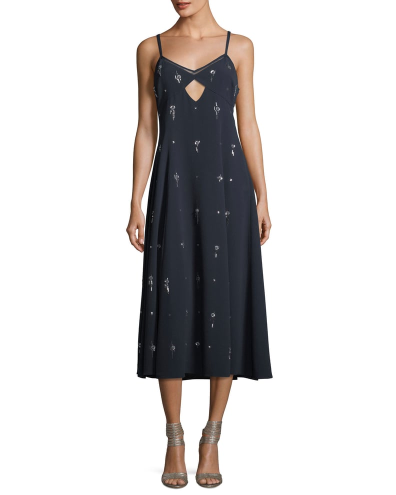 Derek Lam 10 Crosby V-Neck Sleeveless Embellished Cami Midi Dress