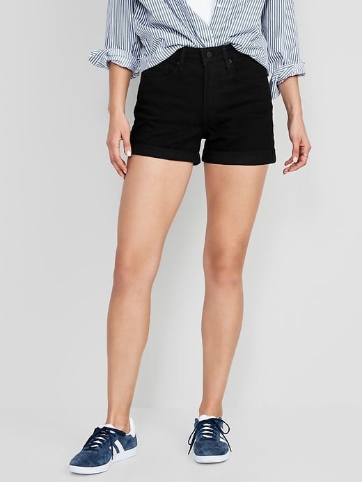 Old Navy High-Waisted OG Cuffed Black Jean Shorts