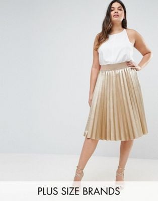 Elvi Premium Metallic Pleated Skirt