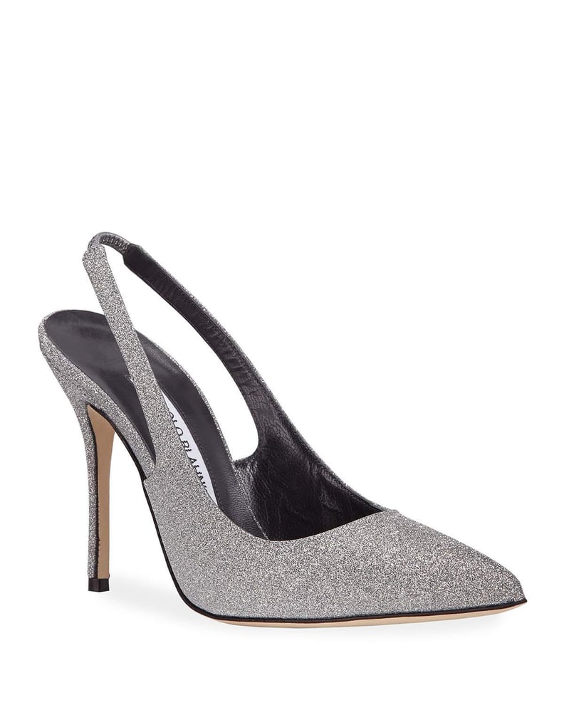 Manolo Blahnik Allura Glittered Slingback Pumps