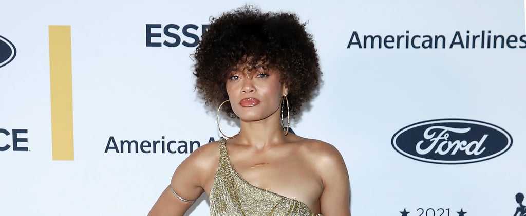 Andra Day Wears Gold Dress With Leg Slit to Essence Awards