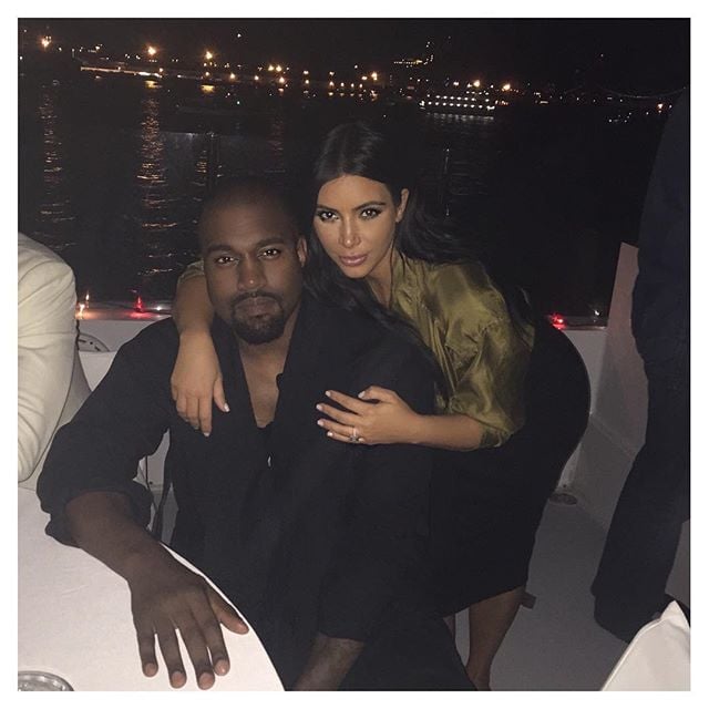 Kim posed with Kanye for a cute shot.