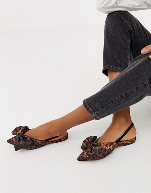 slingback flats with bow