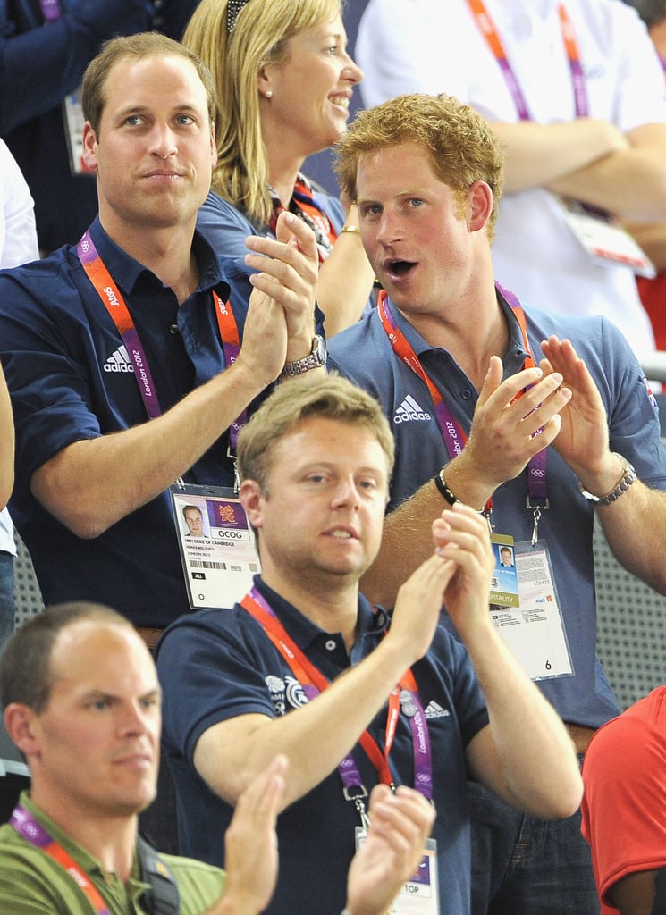 威廉王子和哈里王子为主队加油在伦敦奥运会在2012年8月。