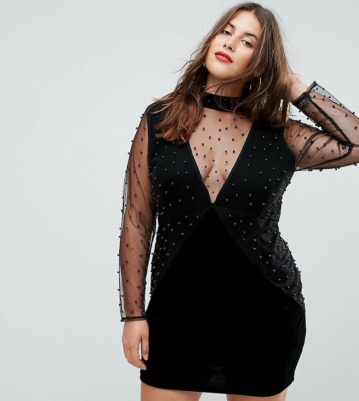 Boohoo Mesh Sleeve Bodycon Dress