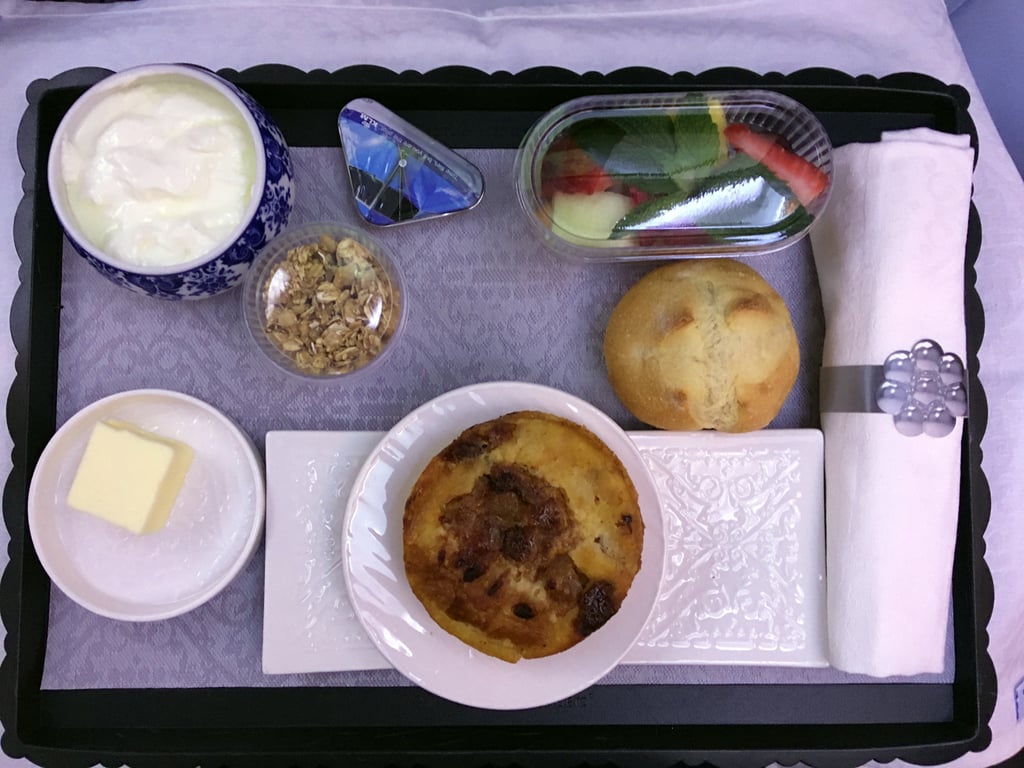 Breakfast was a well-rounded meal. I ordered a cinnamon roll that came with yogurt, fresh fruit, and muesli.