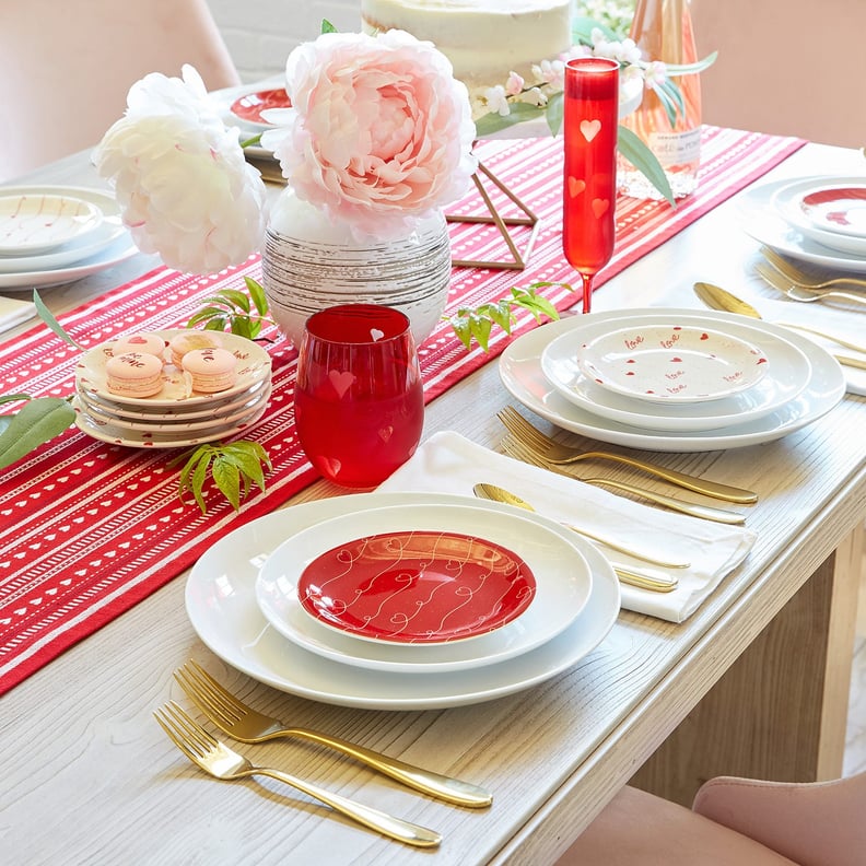 Woven Hearts Striped Table Runner